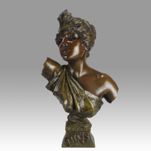 19th Century Art Nouveau Bronze Bust entitled "THAÏS" by Emmanuel Villanis - Circa 1890