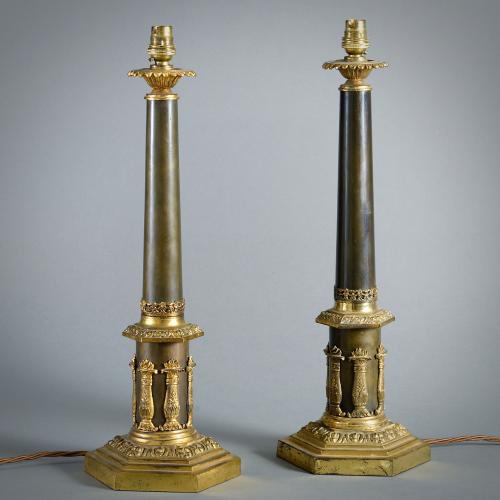 Pair of Regency Ormolu And Bronze Lamps