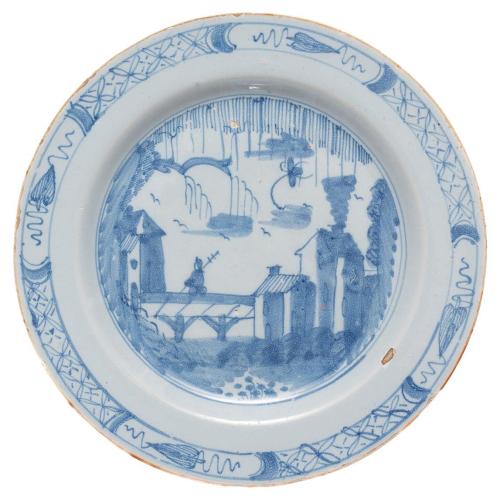 Liverpool delftware plate, circa 1760