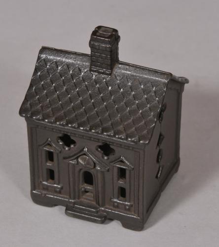 S/5430 Antique 19th Century Miniature House Cast Iron Money Box