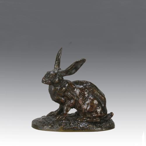 Mid 19th Century Animalier bronze entitled "Lapin au Repos" by Pierre Jules Mêne