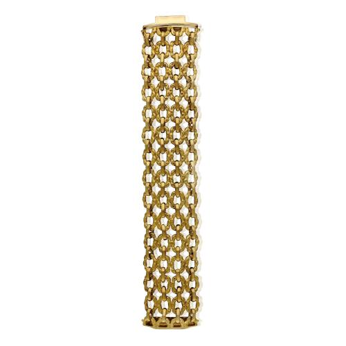 Kutchinsky Striking 18ct Gold Woven Wide Cuff Bracelet 1970 Italian