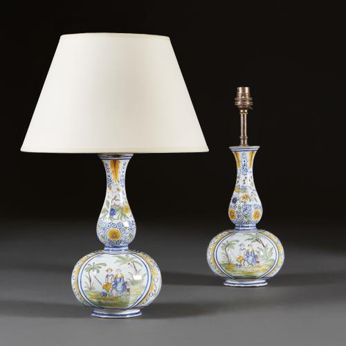 19th Century Delft Vases, Now as Lamps