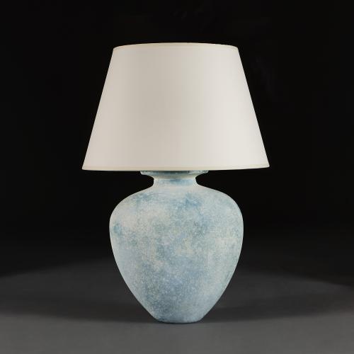 A Midcentury Blue Glass Lamp
