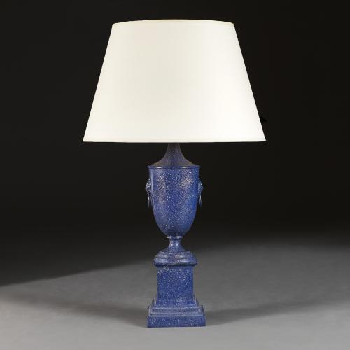 A Tole Lamp Simulating Lapis Lazuli