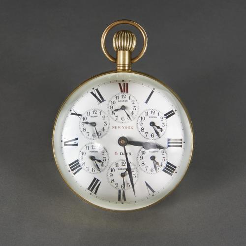 A Giant Brass and Glass World Time Ball Desk Clock