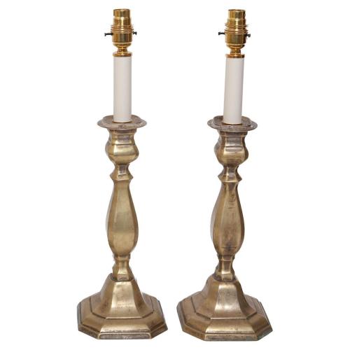 Pair of Brass Candlesticks as Table Lamps