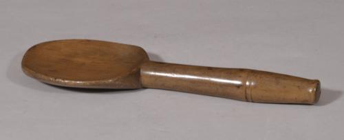 S/5475 Antique Treen 19th Century Sycamore Butter Scoop