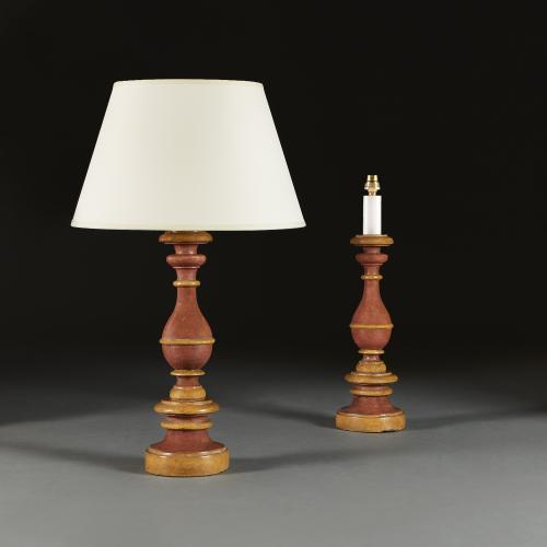 A Pair of 19th Century Amber and Coral Lamps