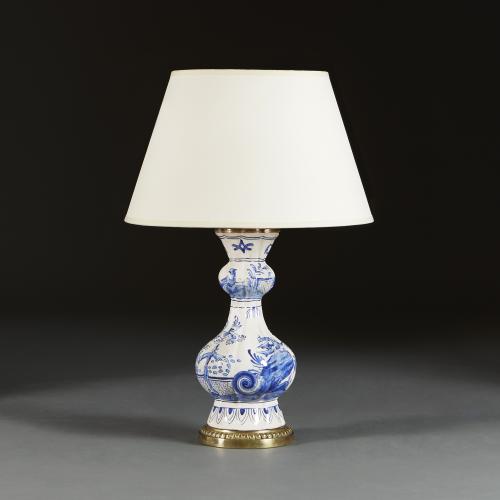 A Blue and White Delft Lamp