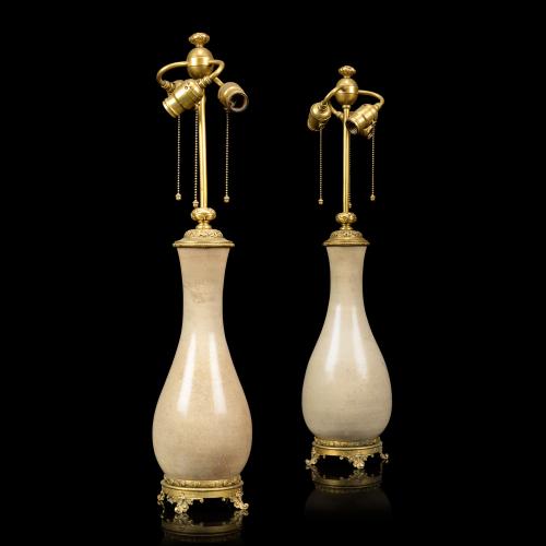 Pair of ‘Japonisme’ Style Porcelain Vases, Mounted as Lamps for sale at Adrian Alan Ltd