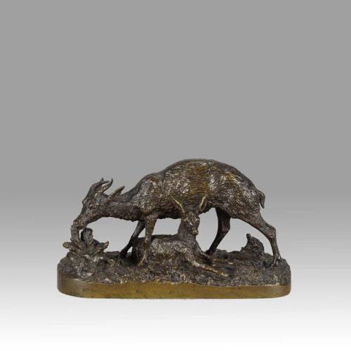 19th Century Animalier Bronze Sculpture entitled 'Gazelle Et Faon' by Christophe Fratin