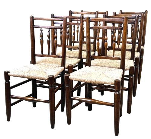 Set Of 8 Ash Farmhouse Kitchen Dining Chairs