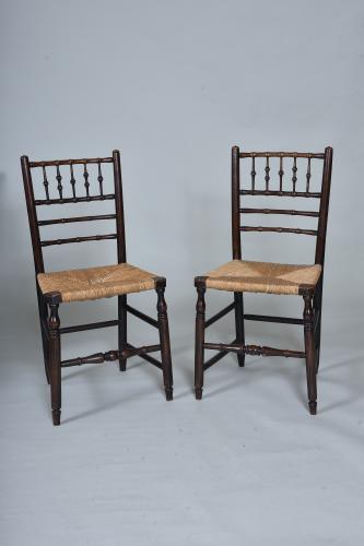 Pair of 19th century faux bamboo side chairs