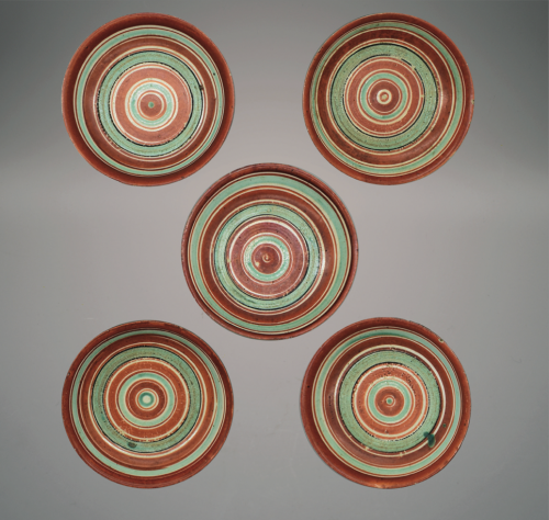 Set Of Five Koma Designs Circular Dishes