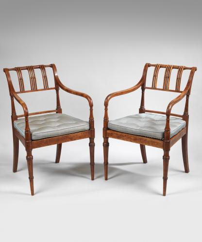 Set of six Georgian satinwood armchairs