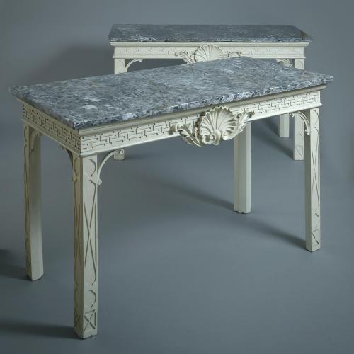 Pair Of George II White-Painted Side Tables