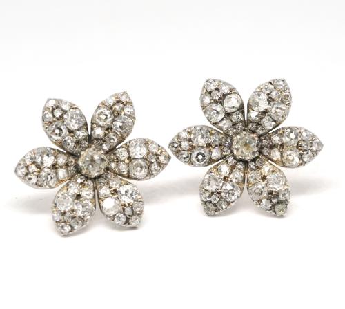 Georgian diamond flower earrings