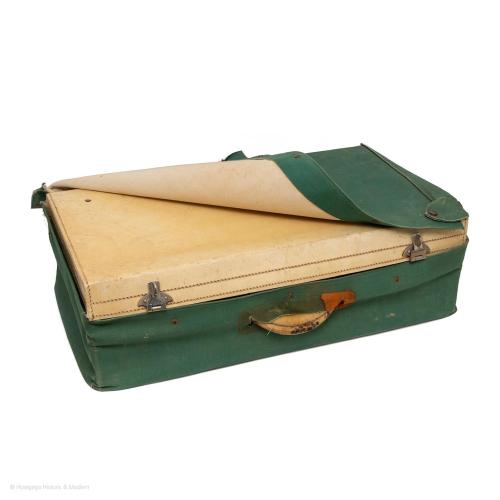 Vintage French Green Vellum Suitcase