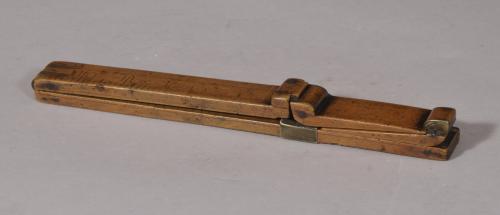 S/5533 Antique Treen 19th Century Boxwood Sliding Foot Rule