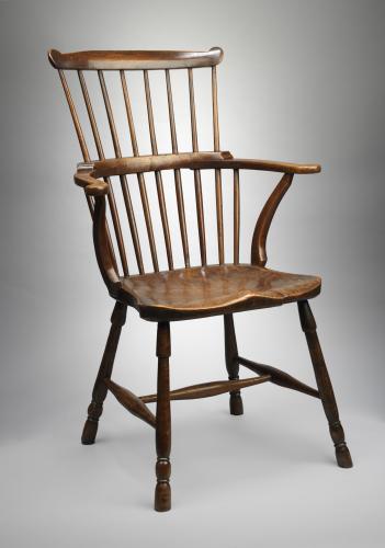 Classic Georgian West Country Comb Back Windsor Armchair With Eared Cresting and Horseshoe Arm Well Patinated Ash and Elm English c.1800
