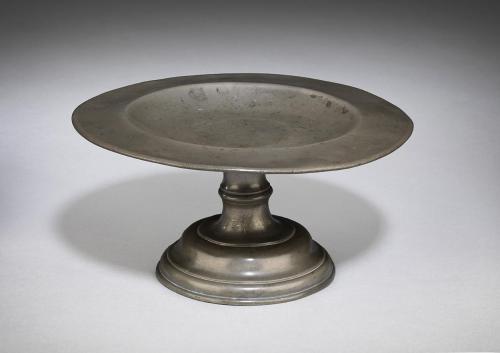 Rare Georgian Provincial Tazza With Dished Top on a Turned Stem and Moulded Foot Polished and Patinated Pewter English, c.1750