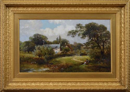 Landscape oil painting of Swarkestone in Derbyshire by David Payne