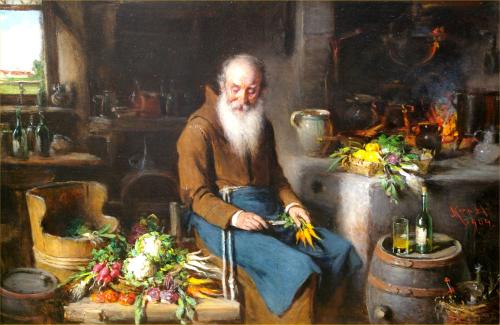 Preparing the Vegetables by Hermann Armin Kern (Hungarian 1839-1912)
