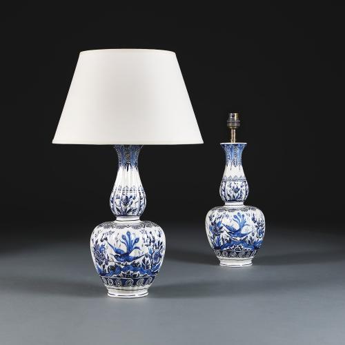 A Pair of Blue And White Delft Lamps