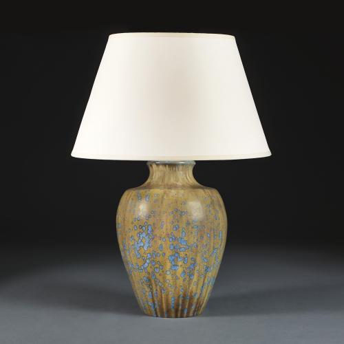 A Crystaline Glaze Pierrefonds Lamp of Large Scale
