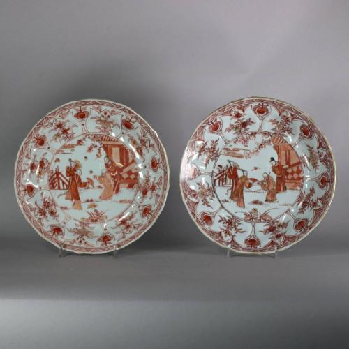 Pair of Kangxi rouge-de-fer plates