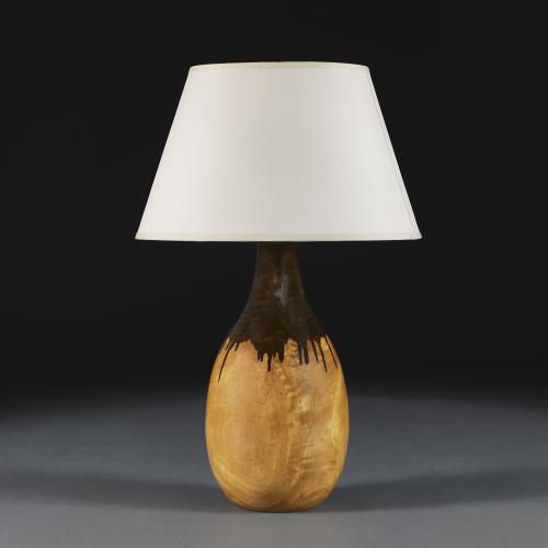 Midcentury Wooden Drip Glaze Lamp