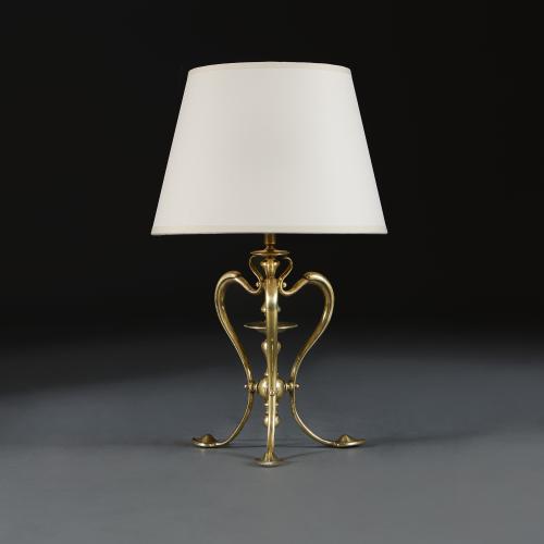 A Brass Tripod Lamp By W.A.S Benson