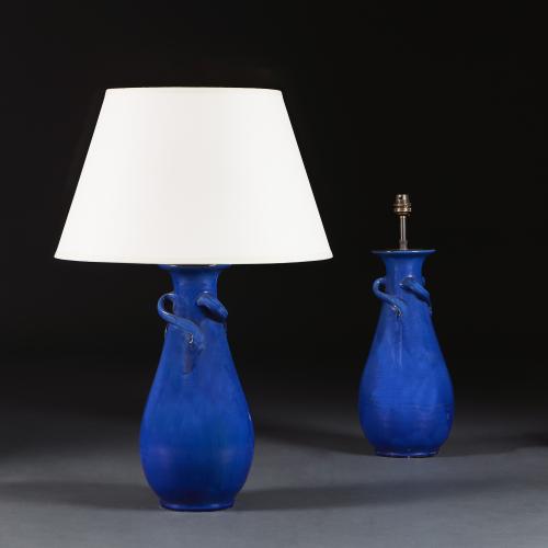 Blue Glaze Lamps, Made For Liberty & Co