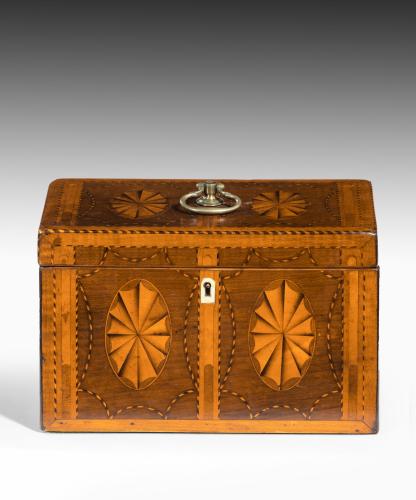 Harewood And Marquetry Inlaid Tea Caddy
