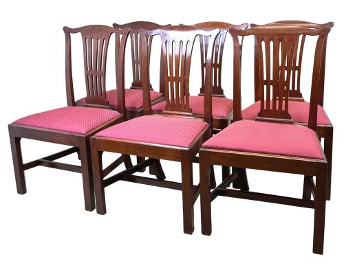 Set Of 6 Chippendale Period Mahogany Dining Chairs