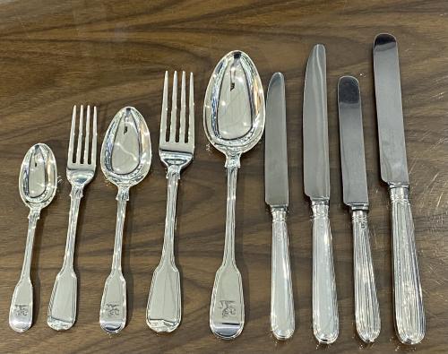Georgian silver cutlery flatware service 1821 Eley and Fearn Fiddle and Thread