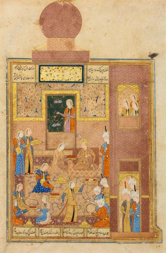 Bahram Gur Visits the Sandalwood Pavilion, From the Haft Peykar, From a Manuscript of Khamsa of Nizami