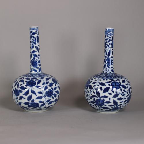 Pair of Chinese Kangxi bottle vases