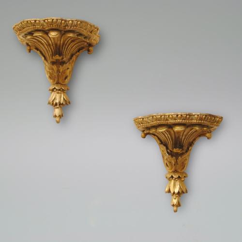 A Pair Of 18th Century Carved Giltwood Wall Brackets
