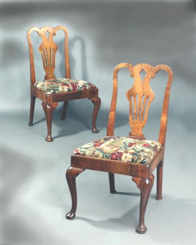 George II Veneered Walnut Cabriole Leg Chairs