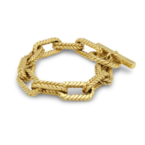 Tiffany Vintage 18ct Gold Chain Link Bracelet With Rope-Like Texture Circa 1980s