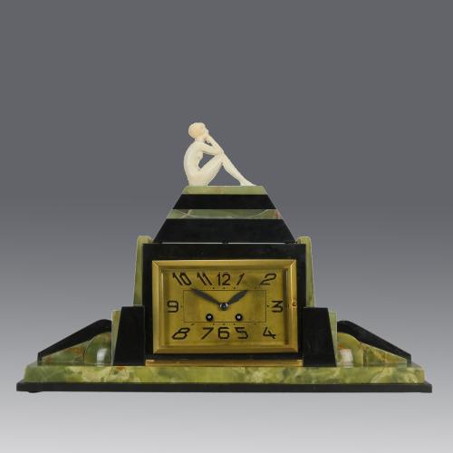 Early 20th Century Art Deco Sculpture entitled "Thoughts Clock" by Ferdinand Priess