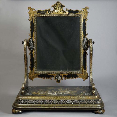 Chinoiserie Lacquer Table Mirror