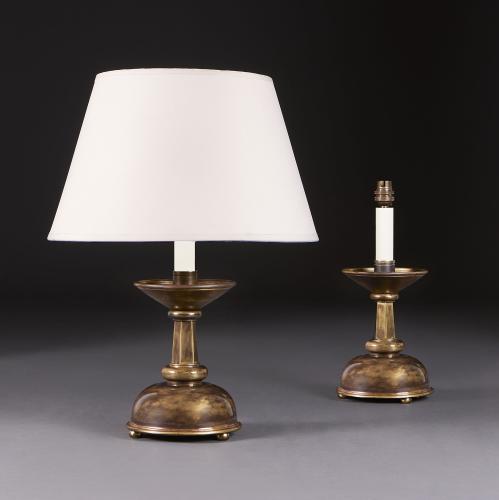 A Pair of Arts and Crafts Brass Lamps