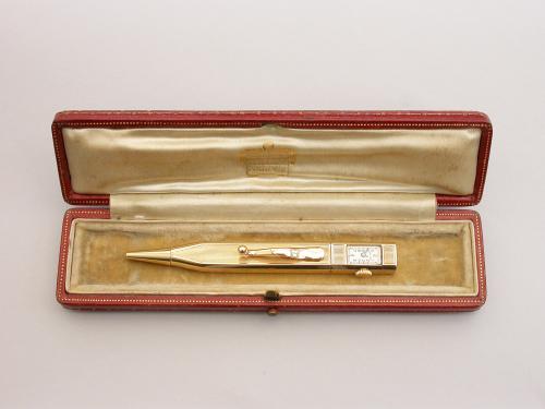Early 20th Century Cartier 14 Karat Gold Propelling Pencil with Watch