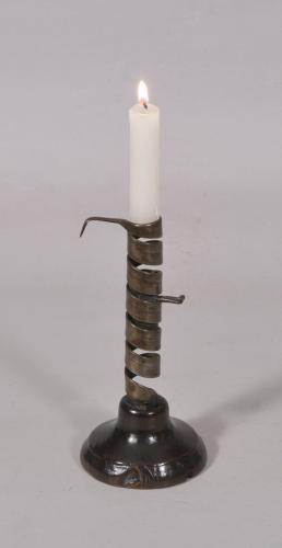 S/5591 Antique Treen 18th Century Spiral Candlestick