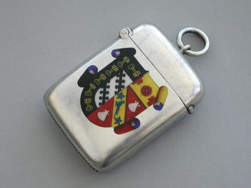 Victorian Silver and Enamel Exeter College Boat Club Vesta Case