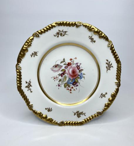 Rockingham porcelain cabinet plate, Flowers, circa 1830