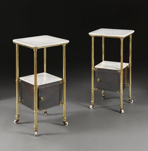 A Pair of Late 19th Century Steel and Brass Etageres